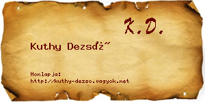 Kuthy Dezső névjegykártya